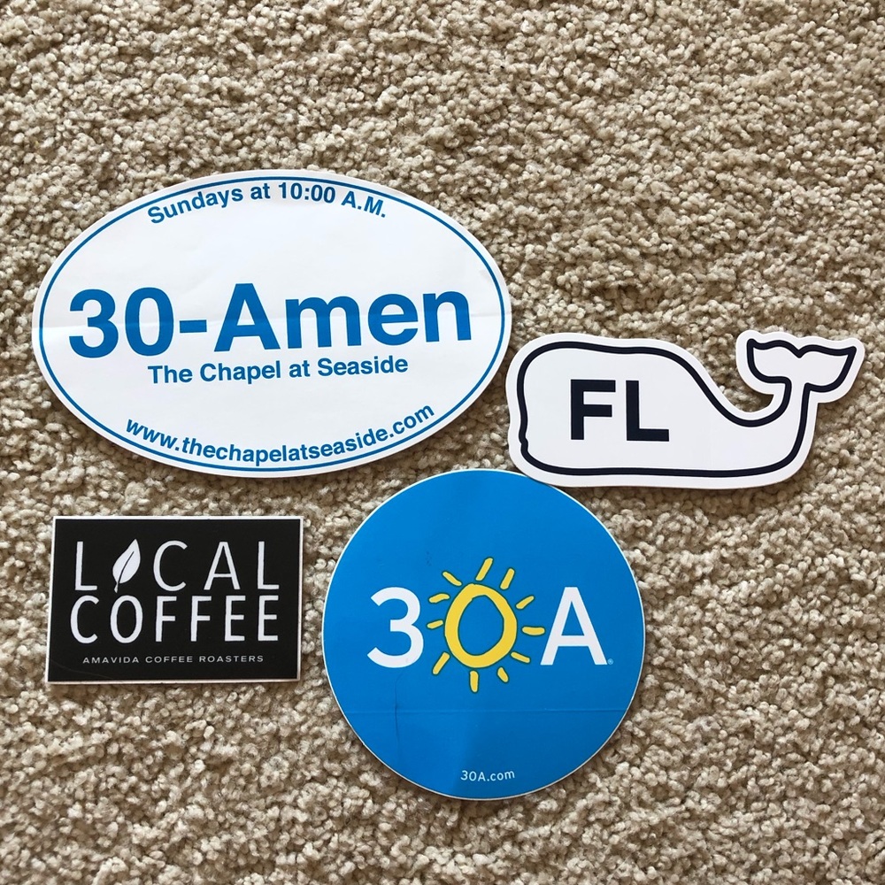 30A seaside bumper stickers.